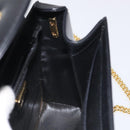 BALLY Chain Shoulder Bag Leather Black Gold Auth BA3624-19