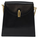 BALLY Chain Shoulder Bag Leather Black Gold Auth BA3624-13