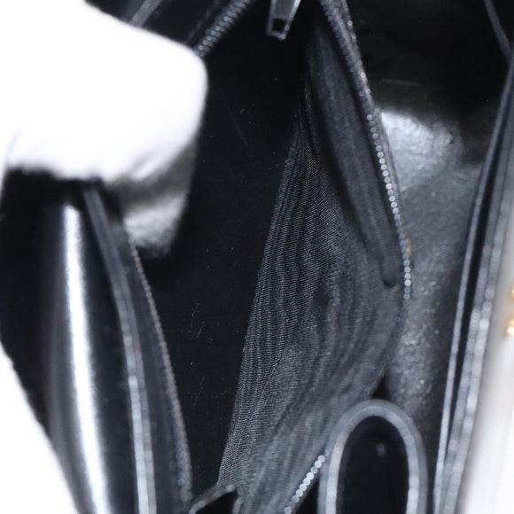 BALLY Chain Shoulder Bag Leather Black Gold Auth BA3624