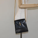 BALLY Chain Shoulder Bag Leather Black Gold Auth BA3624-22
