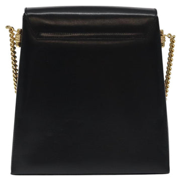 BALLY Chain Shoulder Bag Leather Black Gold Auth BA3624 - 0
