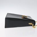 BALLY Chain Shoulder Bag Leather Black Gold Auth BA3624-3