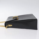 BALLY Chain Shoulder Bag Leather Black Gold Auth BA3624-4