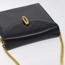 BALLY Chain Shoulder Bag Leather Black Gold Auth BA3624-6