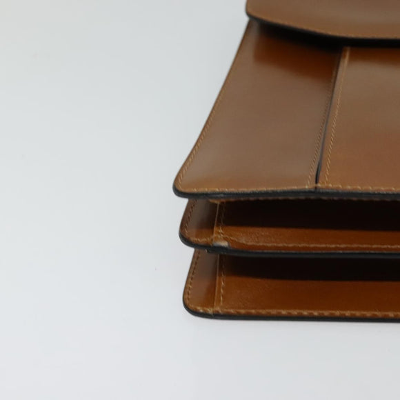 BALLY Hand Bag Leather 2way Brown Gold Auth BA3625