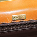 BALLY Hand Bag Leather 2way Brown Gold Auth BA3625-18