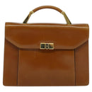 BALLY Hand Bag Leather 2way Brown Gold Auth BA3625-13