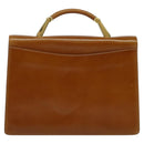 BALLY Hand Bag Leather 2way Brown Gold Auth BA3625-2