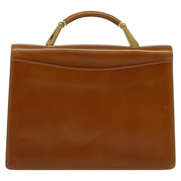 BALLY Hand Bag Leather 2way Brown Gold Auth BA3625