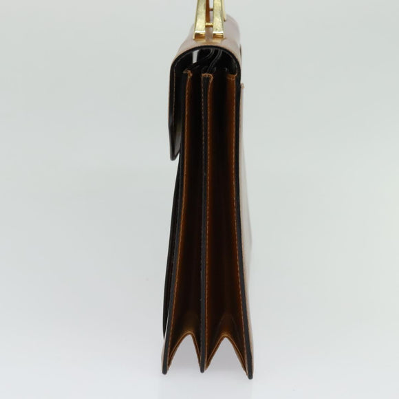 BALLY Hand Bag Leather 2way Brown Gold Auth BA3625