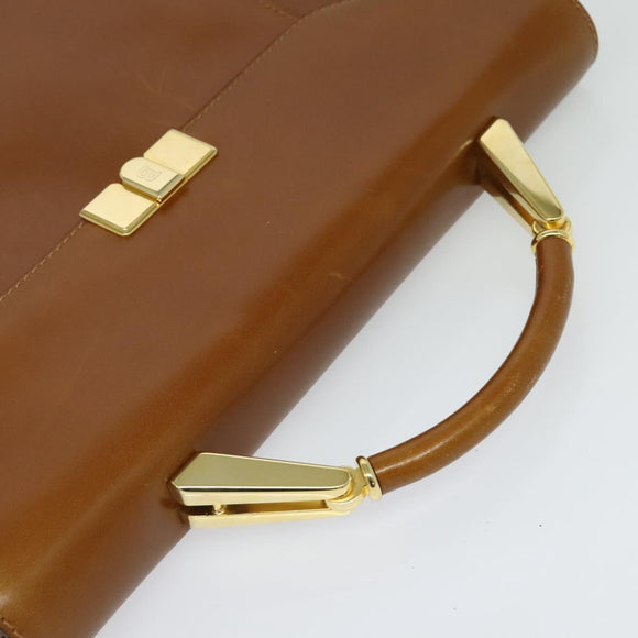 BALLY Hand Bag Leather 2way Brown Gold Auth BA3625