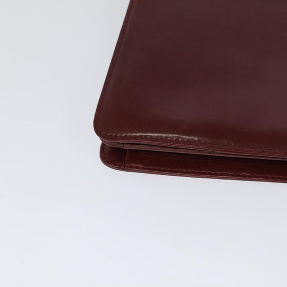 BALLY Shoulder Bag Leather Bordeaux Gold Auth BA3626