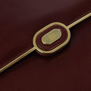 BALLY Shoulder Bag Leather Bordeaux Gold Auth BA3626-17