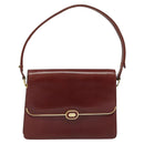 BALLY Shoulder Bag Leather Bordeaux Gold Auth BA3626-13