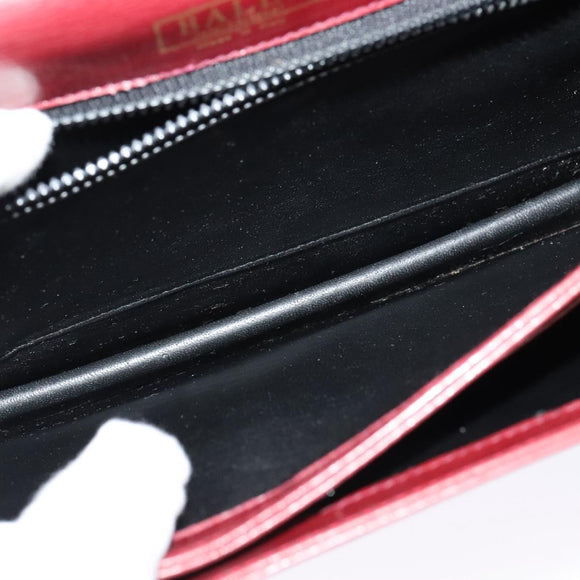 BALLY Shoulder Bag Leather Bordeaux Gold Auth BA3626