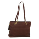 BALLY Quilted Shoulder Bag Leather Brown Gold Auth BA3627-1