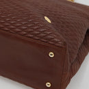 BALLY Quilted Shoulder Bag Leather Brown Gold Auth BA3627-9