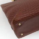 BALLY Quilted Shoulder Bag Leather Brown Gold Auth BA3627-16