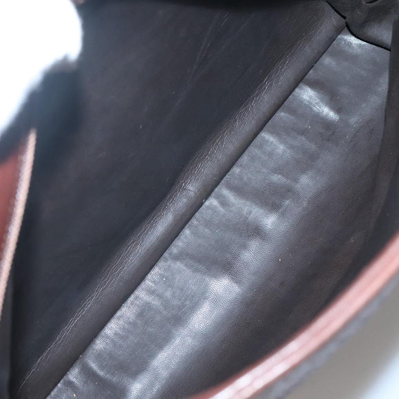 BALLY Quilted Shoulder Bag Leather Brown Gold Auth BA3627