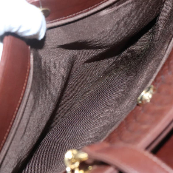 BALLY Quilted Shoulder Bag Leather Brown Gold Auth BA3627