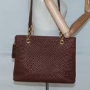 BALLY Quilted Shoulder Bag Leather Brown Gold Auth BA3627-22