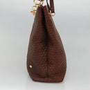 BALLY Quilted Shoulder Bag Leather Brown Gold Auth BA3627-4