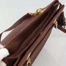BALLY Quilted Shoulder Bag Leather Brown Gold Auth BA3627-6