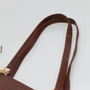 BALLY Quilted Shoulder Bag Leather Brown Gold Auth BA3627-8