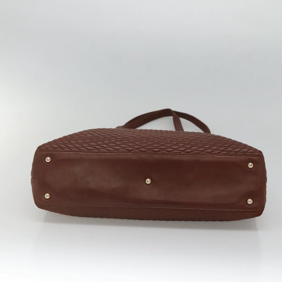 BALLY Quilted Shoulder Bag Leather Brown Gold Auth BA3627