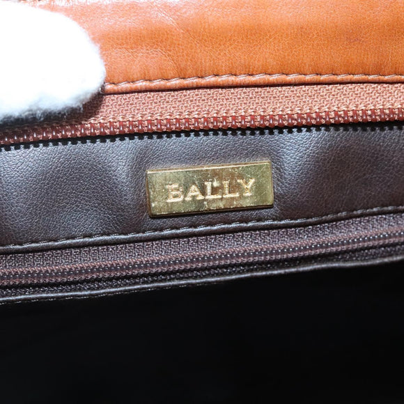 BALLY Quilted Shoulder Bag Leather Brown Gold Auth BA3630