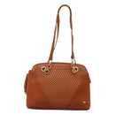 BALLY Quilted Shoulder Bag Leather Brown Gold Auth BA3630-13
