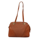 BALLY Quilted Shoulder Bag Leather Brown Gold Auth BA3630-2