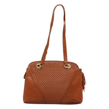 BALLY Quilted Shoulder Bag Leather Brown Gold Auth BA3630 - 0