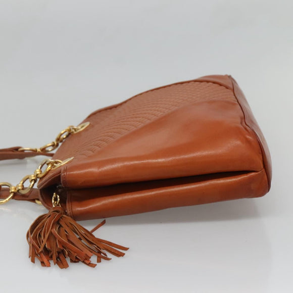 BALLY Quilted Shoulder Bag Leather Brown Gold Auth BA3630