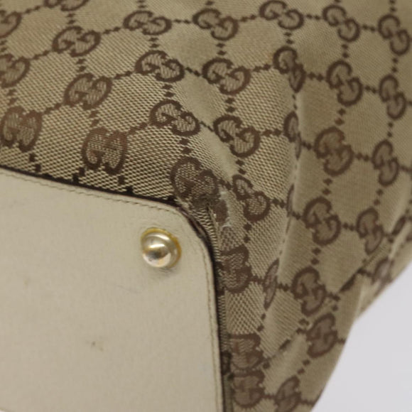 GUCCI GG Canvas Tote Bag Beige Gold 120836 Auth BA3640