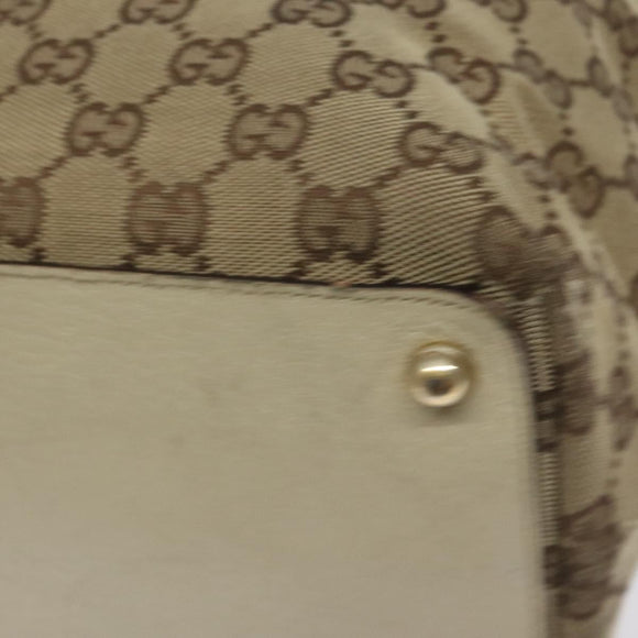GUCCI GG Canvas Tote Bag Beige Gold 120836 Auth BA3640