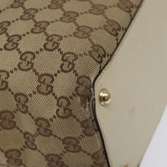 GUCCI GG Canvas Tote Bag Beige Gold 120836 Auth BA3640