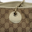 GUCCI GG Canvas Tote Bag Beige Gold 120836 Auth BA3640-14