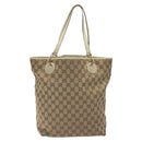 GUCCI GG Canvas Tote Bag Beige Gold 120836 Auth BA3640-3