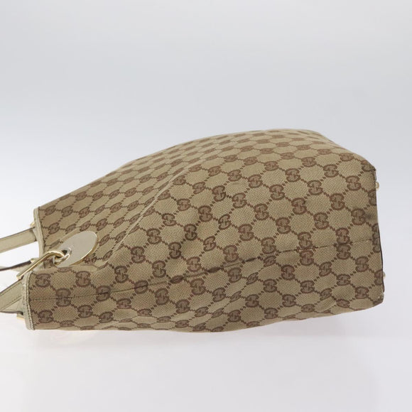 GUCCI GG Canvas Tote Bag Beige Gold 120836 Auth BA3640