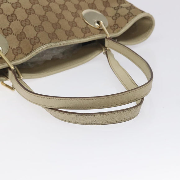 GUCCI GG Canvas Tote Bag Beige Gold 120836 Auth BA3640