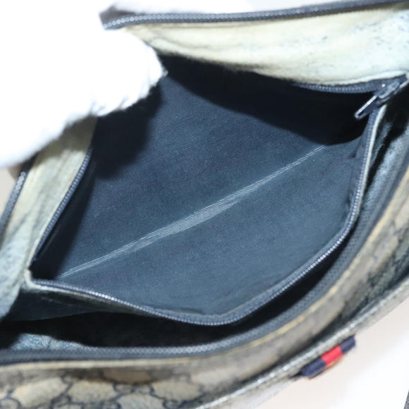 GUCCI GG Supreme Sherry Line Shoulder Bag PVC Navy Gold 89 02 077 Auth BA3642