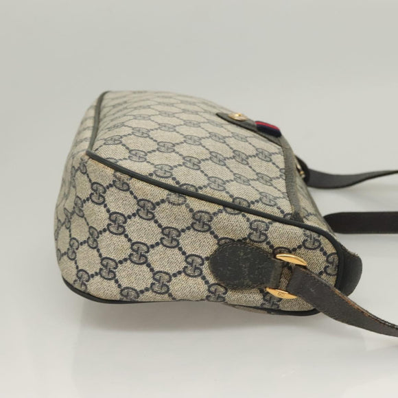 GUCCI GG Supreme Sherry Line Shoulder Bag PVC Navy Gold 89 02 077 Auth BA3642