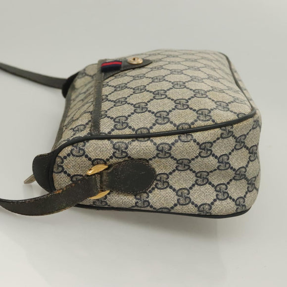 GUCCI GG Supreme Sherry Line Shoulder Bag PVC Navy Gold 89 02 077 Auth BA3642