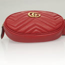 GUCCI GG Marmont Waist Bag Leather Red Gold 476434 Auth BA3650-10