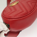GUCCI GG Marmont Waist Bag Leather Red Gold 476434 Auth BA3650-11