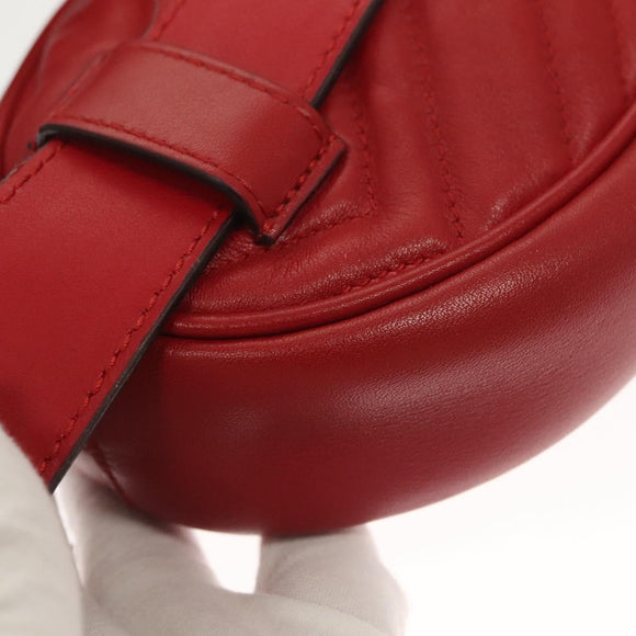 GUCCI GG Marmont Waist Bag Leather Red Gold 476434 Auth BA3650