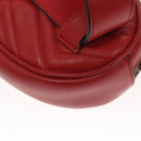 GUCCI GG Marmont Waist Bag Leather Red Gold 476434 Auth BA3650-14