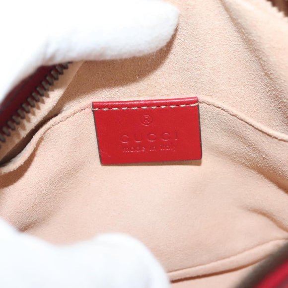 GUCCI GG Marmont Waist Bag Leather Red Gold 476434 Auth BA3650