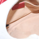 GUCCI GG Marmont Waist Bag Leather Red Gold 476434 Auth BA3650-18